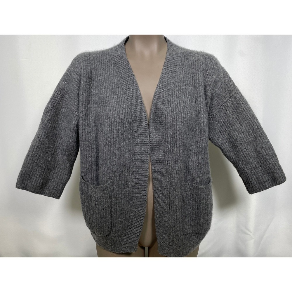 NAP Loungewear Gray 100% Cashmere Ribbed Knit Cardigan Women's MEDIUM